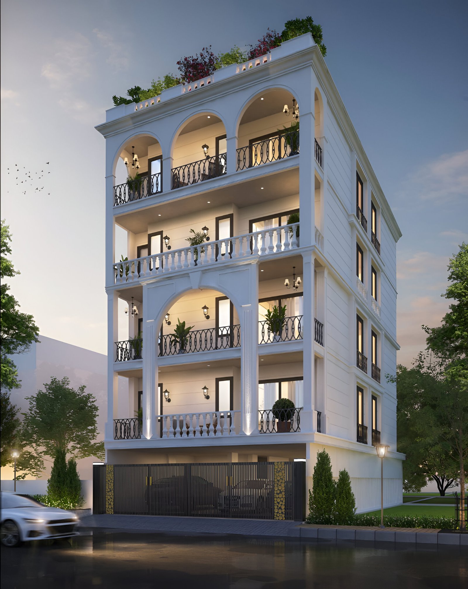 BK Realty builder floor twilight exterior view